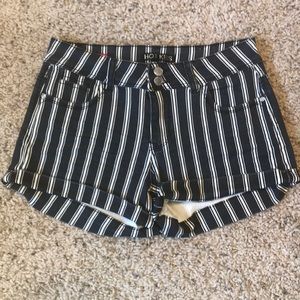 Hot Kiss Women’s Striped Mid-rise Denim Shorts